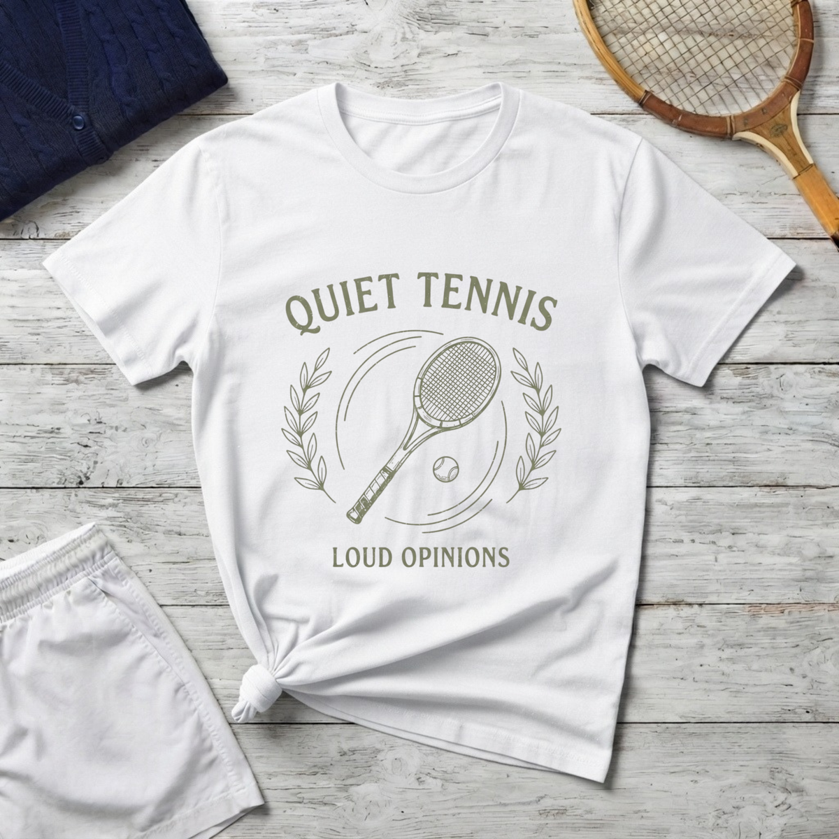 T-Shirt - "Quiet Tennis Loud Opinions" Vintage Tennis Racket Tee