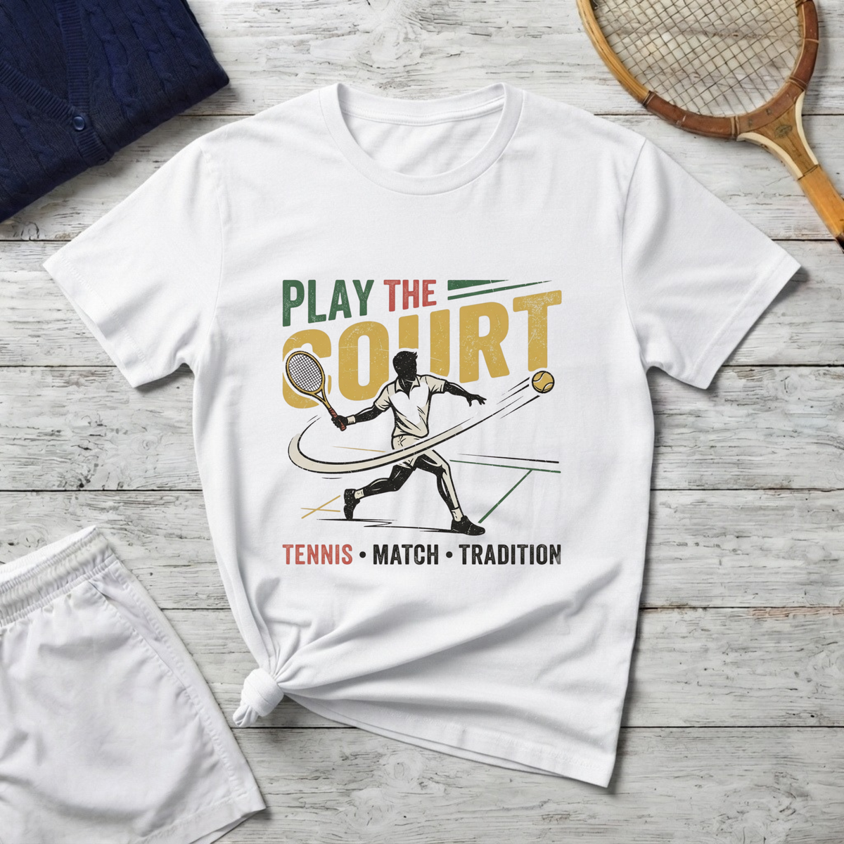 Play The Court Tennis T-Shirt – Retro Tennis Player Graphic Tee