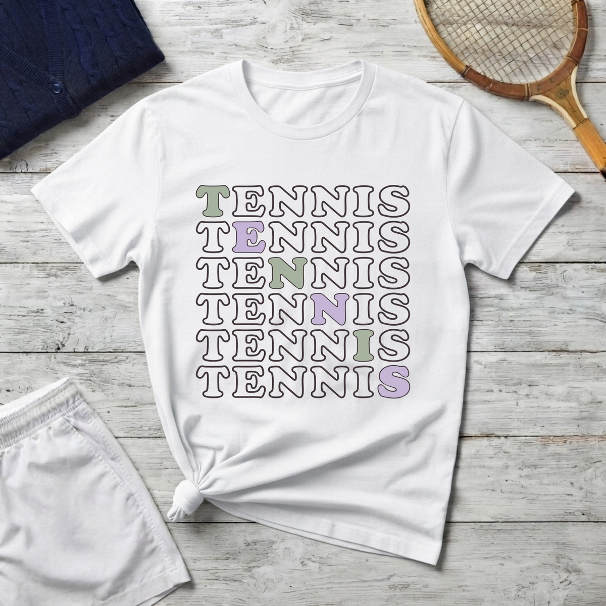 Tennis Typography T-Shirt – Retro Pastel Tennis Lover Graphic