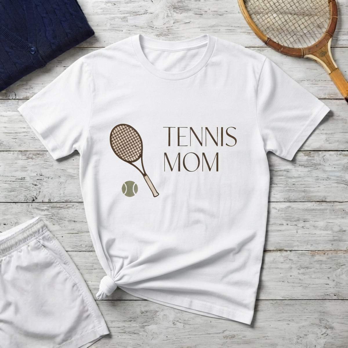 Tennis Mom T-Shirt — Minimal Racket & Ball Graphic