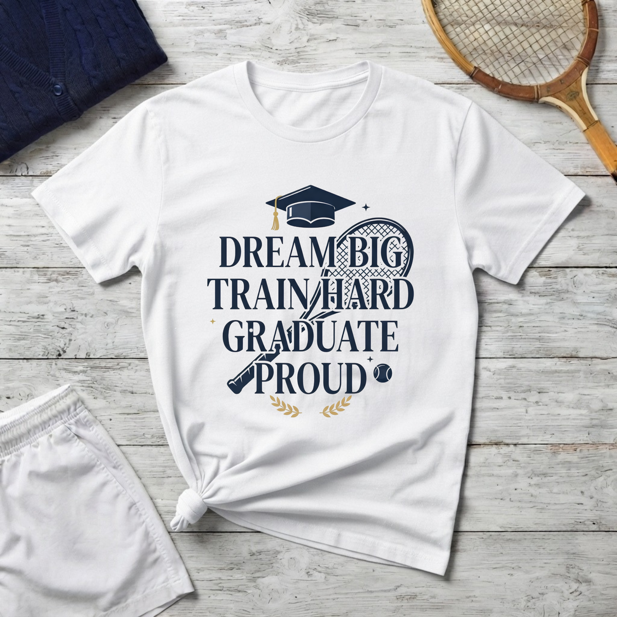Graduation Tennis Shirt - "Dream Big Train Hard" Graduate Proud Tee