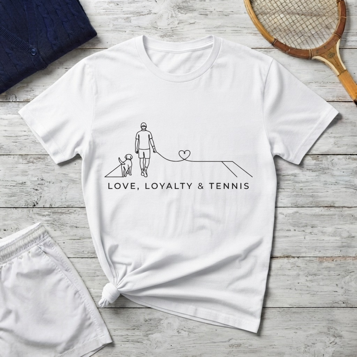 Minimal Tennis Line Art Tee - Love, Loyalty & Tennis T-Shirt