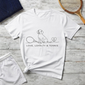 Love, Loyalty & Tennis T-Shirt — Minimal Dog & Tennis Line Art Tee