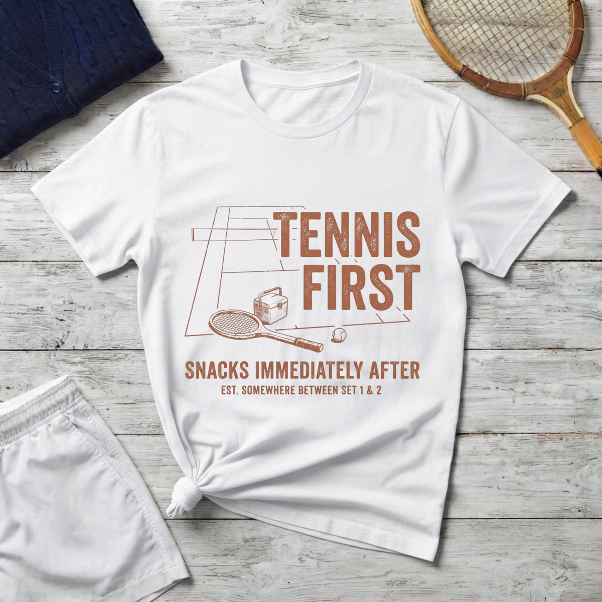 Tennis First T-Shirt — Snacks Immediately After Tee