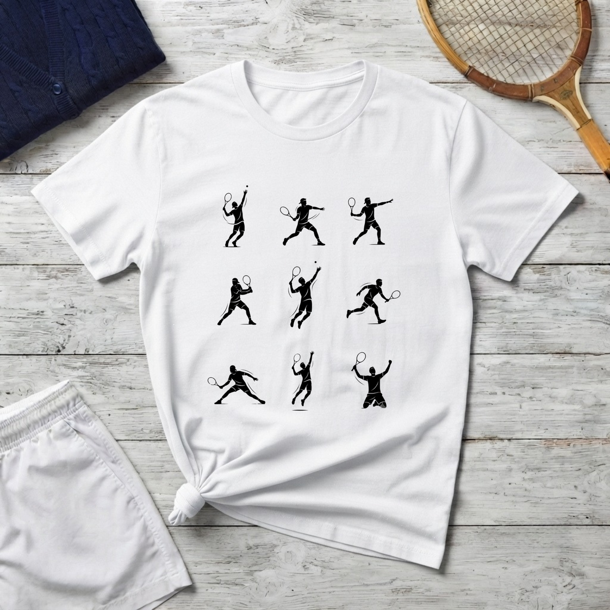 Tennis Silhouette Tee — Minimalist Racket Player Graphic T-Shirt