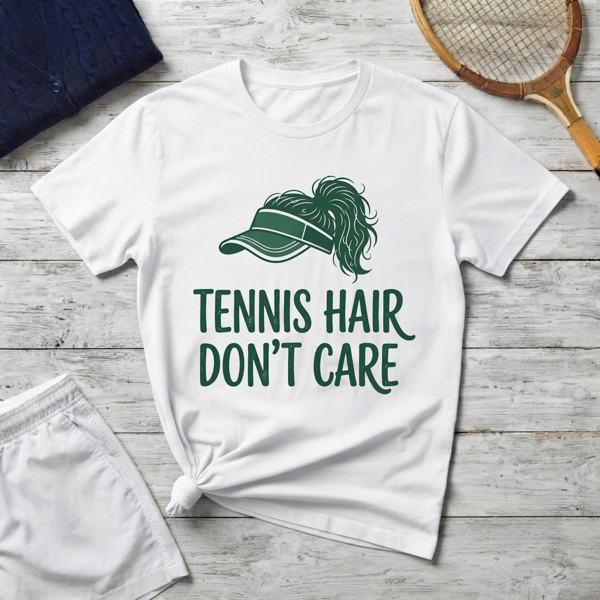tennis hair don't care t-shirt