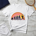 tennis Evolution T-Shirt — Vintage Rainbow Graphic