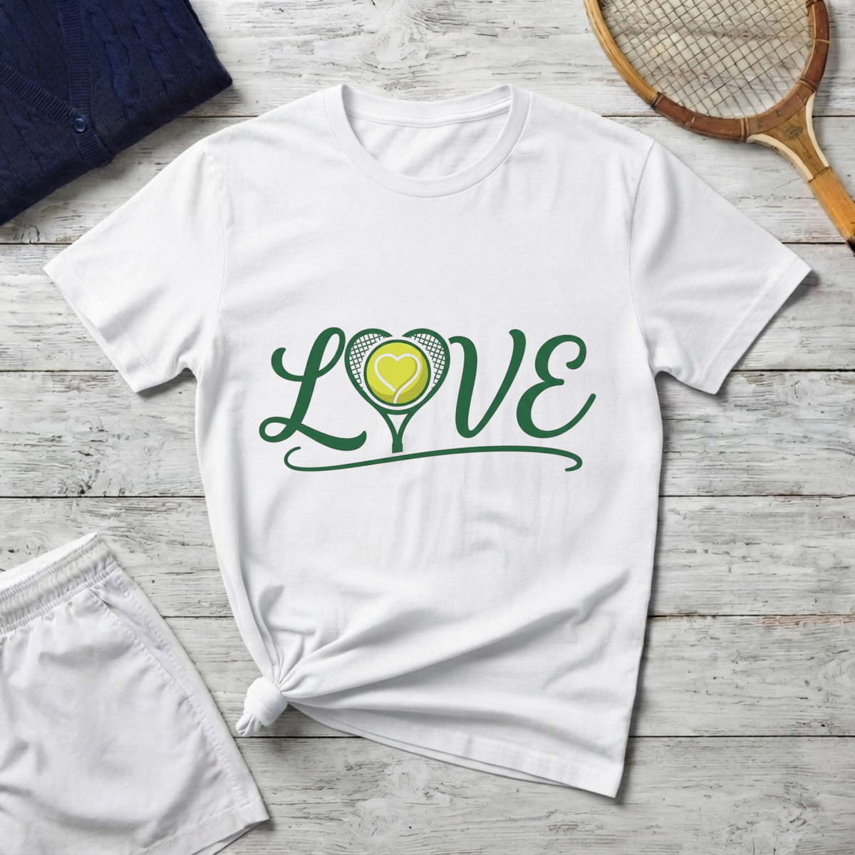 Love Tennis T-Shirt — Heart Tennis Ball Graphic